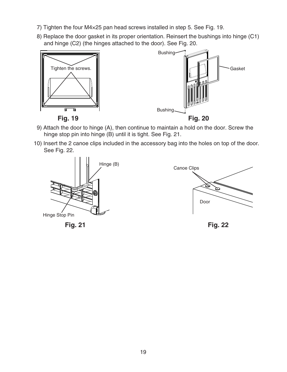 Fig. 19, Fig. 20, Fig. 21 fig. 22 | Perlick SELF CONTAINED H50IMS-ADR User Manual | Page 19 / 31