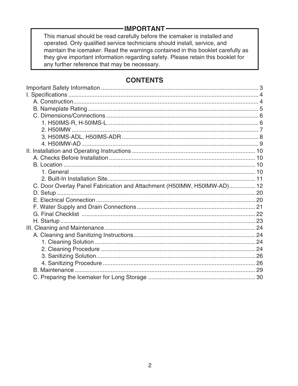 Perlick SELF CONTAINED H50IMS-ADR User Manual | Page 2 / 31