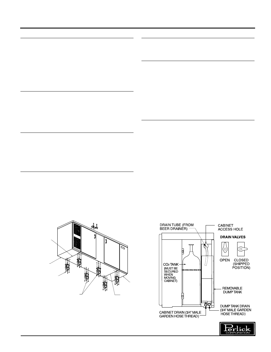 Preparing the cabinet for use, Concessionaire dispensers, Parts list | Tools required, Uncrating and inspection, Installing casters, Plumbing, Electrical, Installing the faucet and dispensing head | Perlick DC Series User Manual | Page 3 / 12