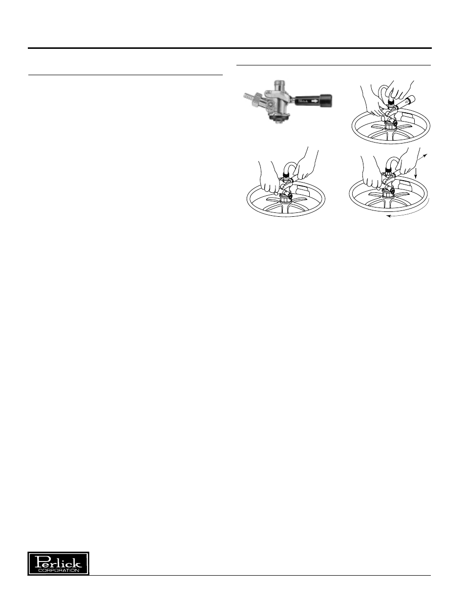 Installation and tapping, Concessionaire dispensers, Tapping a single valve keg | Perlick DC Series User Manual | Page 4 / 12