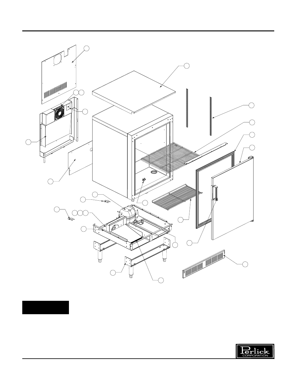 Replacement parts, Single door refrigerator, Caution | Disconnect all power before servicing the cabinet | Perlick R24N User Manual | Page 5 / 8