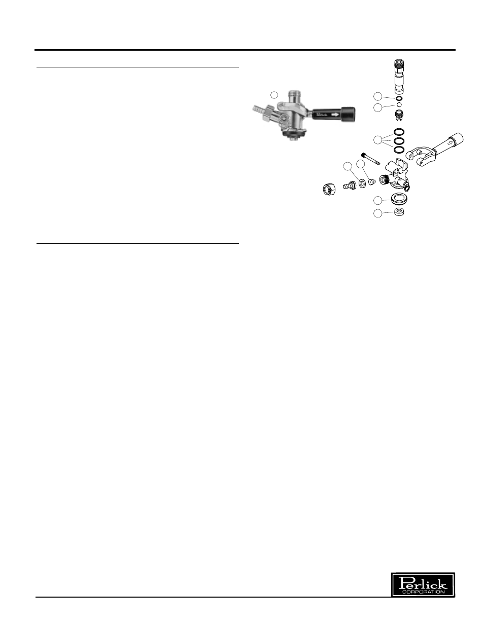 Replacement parts, Concessionaire dispensers, For single valve keg coupler (series d) | Miscellaneous | Perlick DS Series User Manual | Page 11 / 12