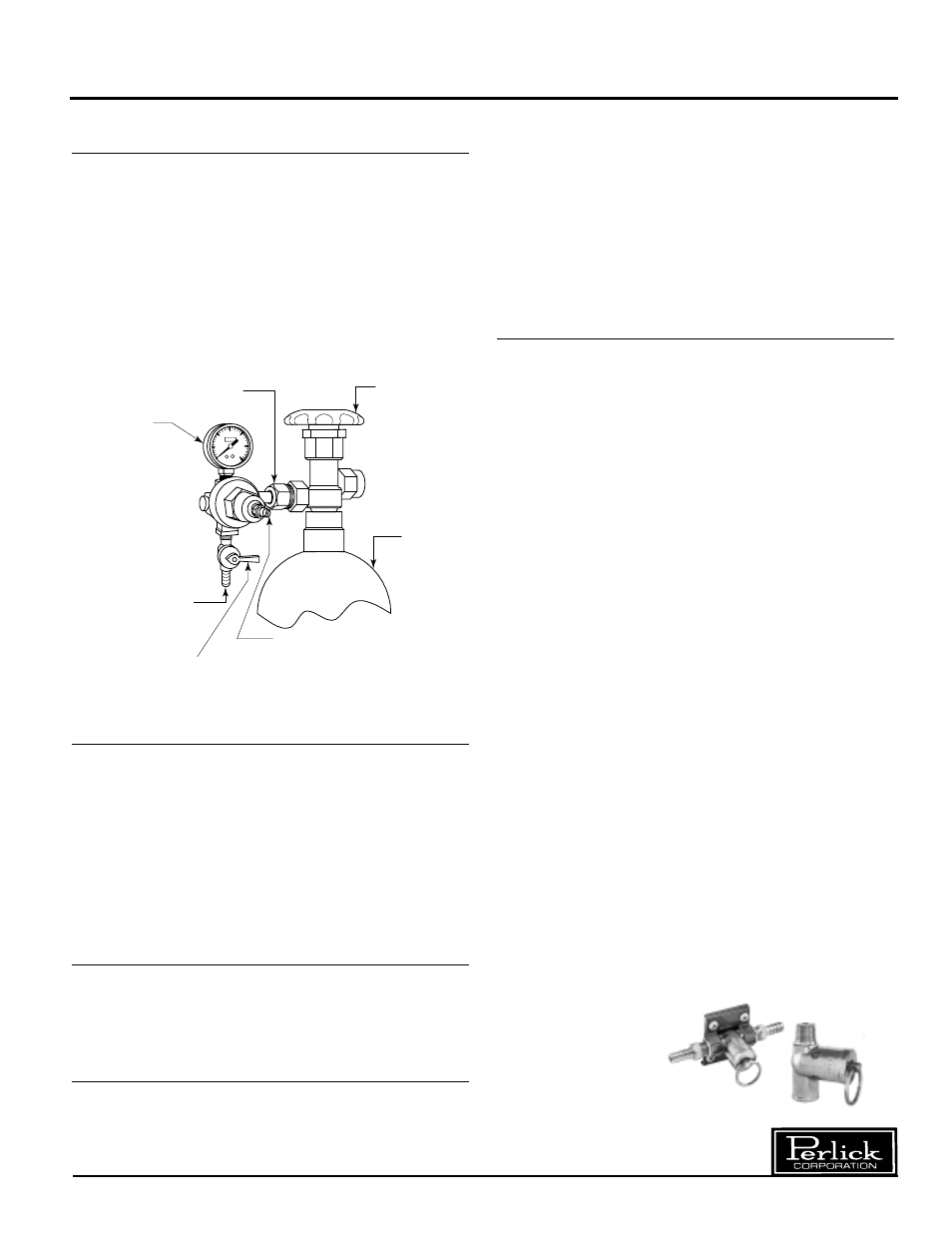 Installation and tapping, Direct draw dispensers self-contained, Connecting the regulator to the co | Cylinder, Adjusting the co, Gas flow, Leak test, Replacing co, Gas cylinder, Proper co | Perlick DS Series User Manual | Page 5 / 12