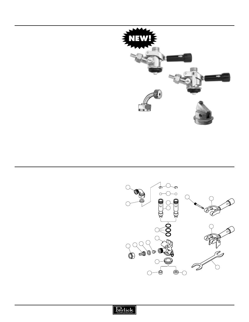 Keg couplers, Keg coupler replacement parts, Elbow for bent probe couplers | Lug straightener for single valve kegs | Perlick Keg Couplers Tapping Equipment User Manual | Page 2 / 3