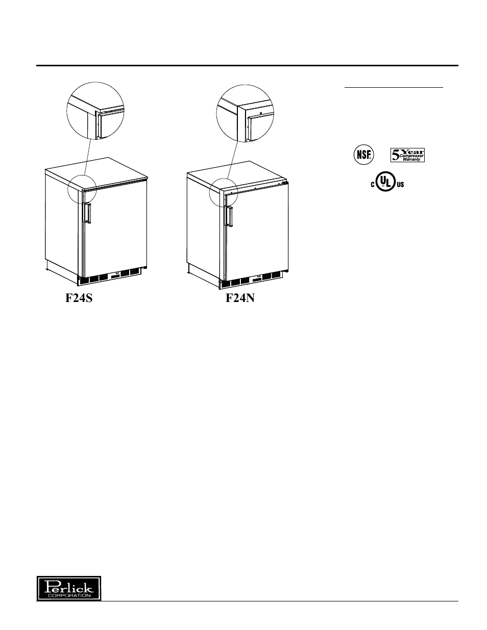 Perlick F24S F24N User Manual | 8 pages