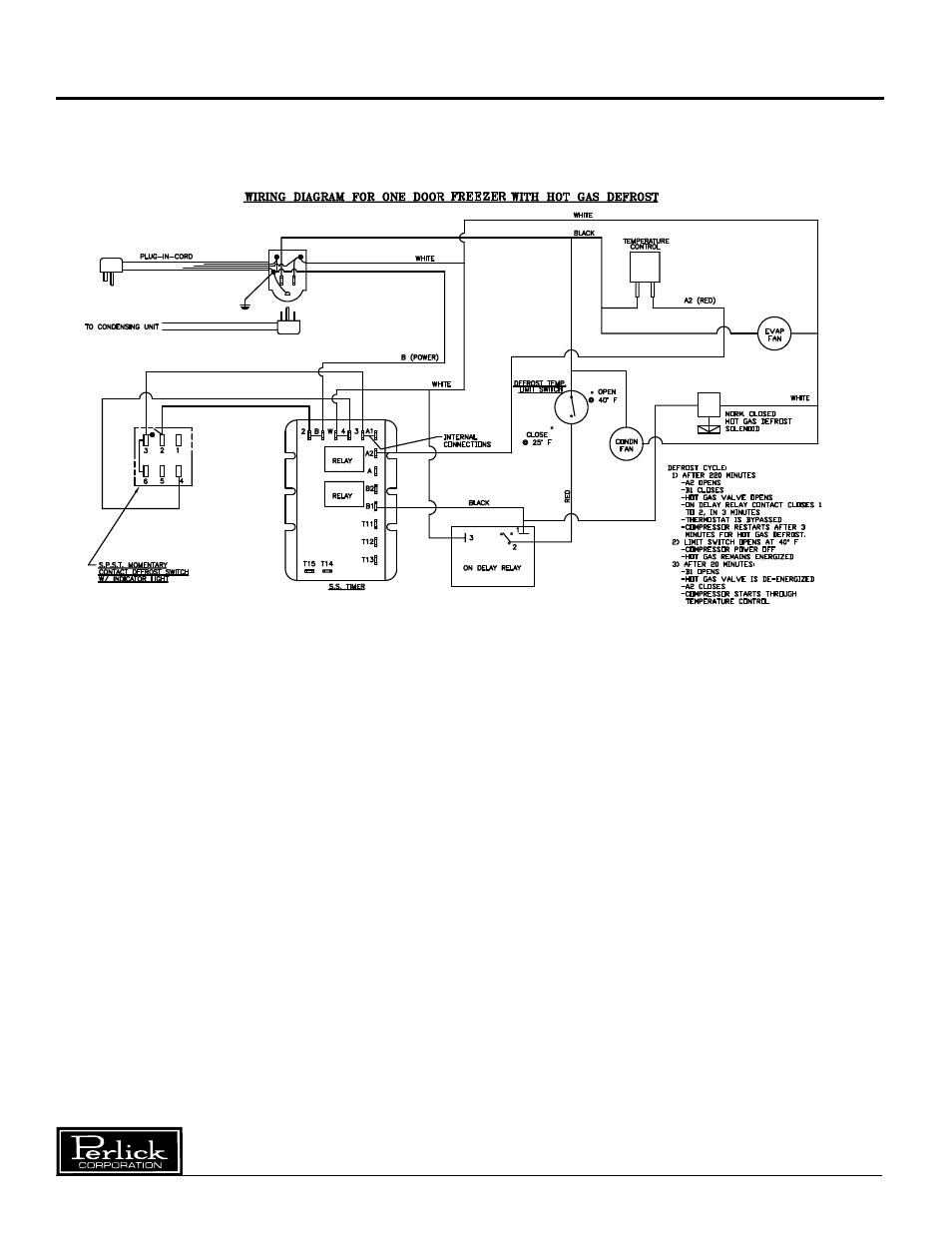 Wiring diagram, Single door freezer | Perlick F24S F24N User Manual | Page 8 / 8