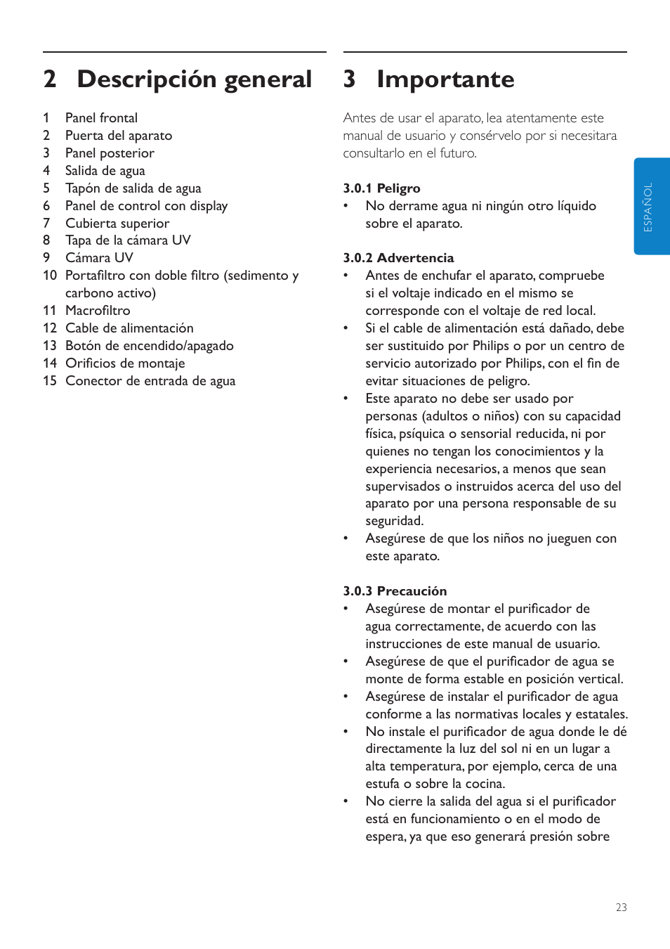 4 cumplimiento de normas, 3 importante, 2 descripción general | Philips WP3890 User Manual | Page 23 / 80