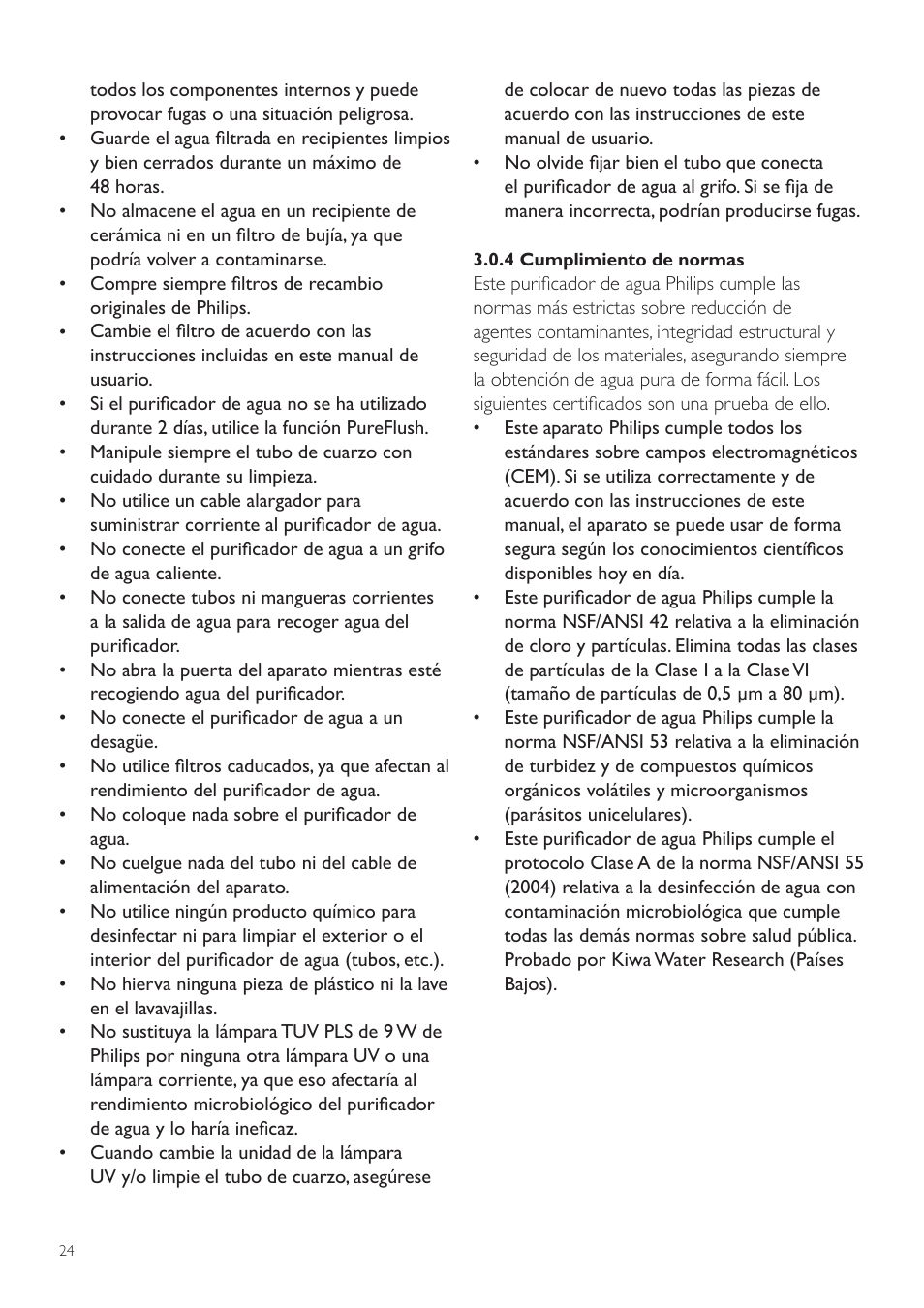 4 preparación para su uso, 1 instalación | Philips WP3890 User Manual | Page 24 / 80