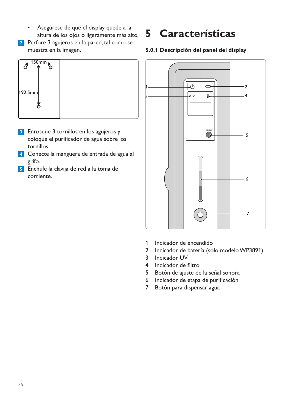 5 características | Philips WP3890 User Manual | Page 26 / 80