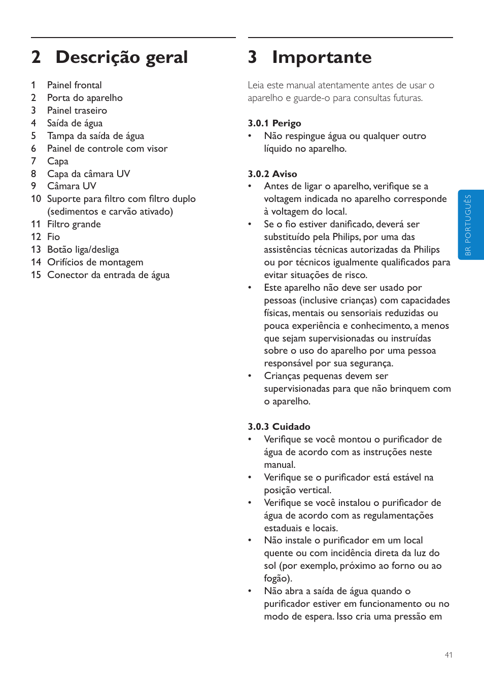 4 conformidade com padrões, 3 importante, 2 descrição geral | Philips WP3890 User Manual | Page 41 / 80