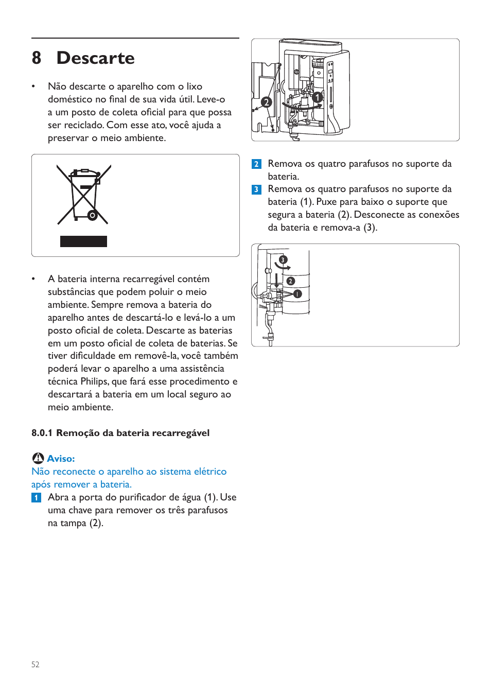 8 descarte | Philips WP3890 User Manual | Page 52 / 80