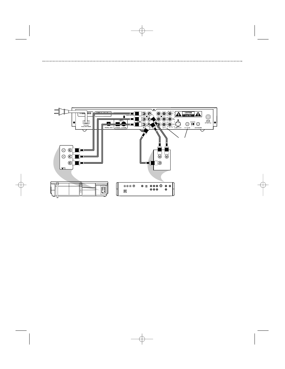 Connections (cont’d), A/v matrix, Ch3 ch4 out in ant v in l in r in | Rear of vcr rear of dvd, Receiver output options for vcr recording | Philips DSX 5540 User Manual | Page 12 / 36