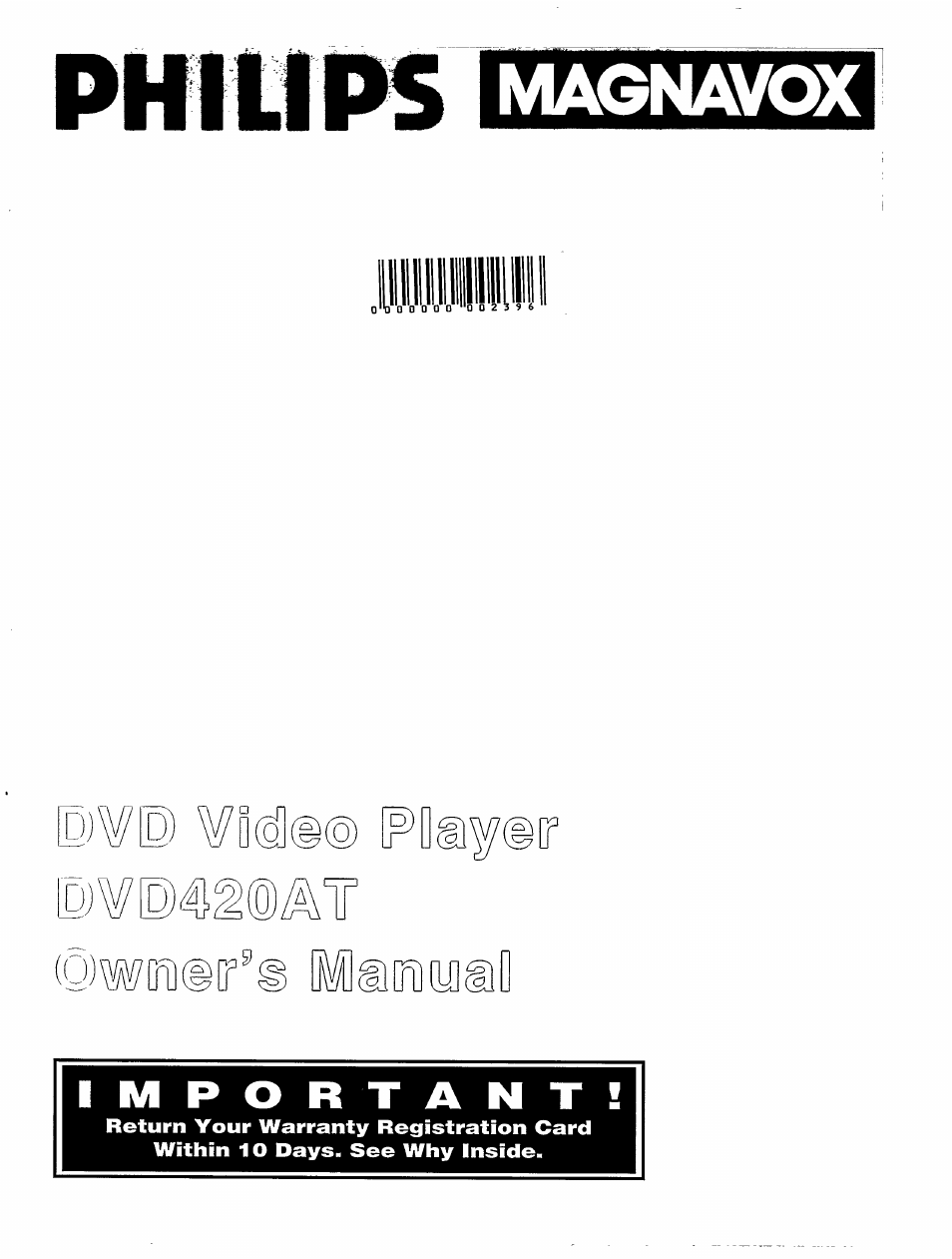 Philips DVD420AT User Manual | 48 pages