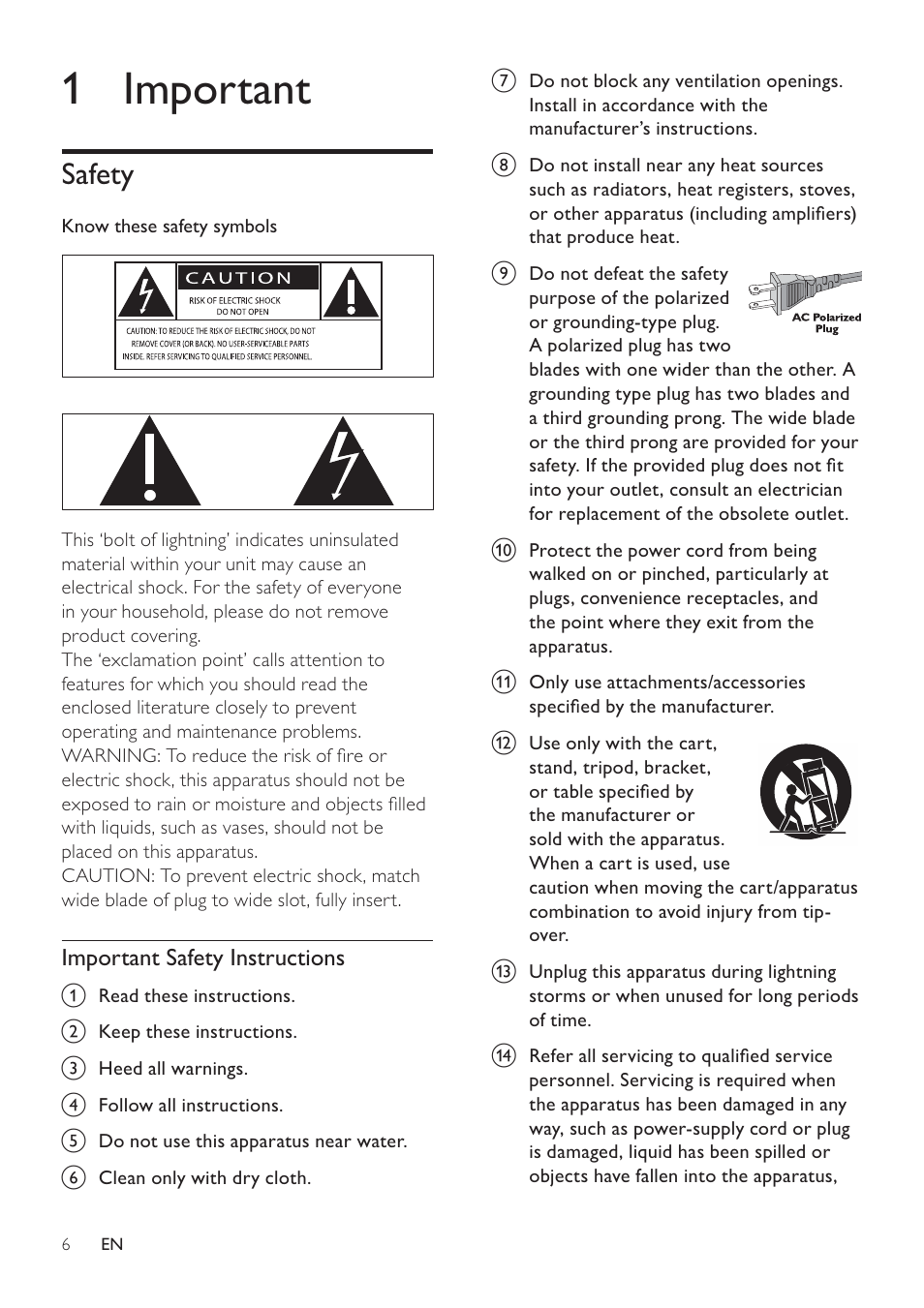 1 important, Safety | Philips DCM276/37 User Manual | Page 6 / 21