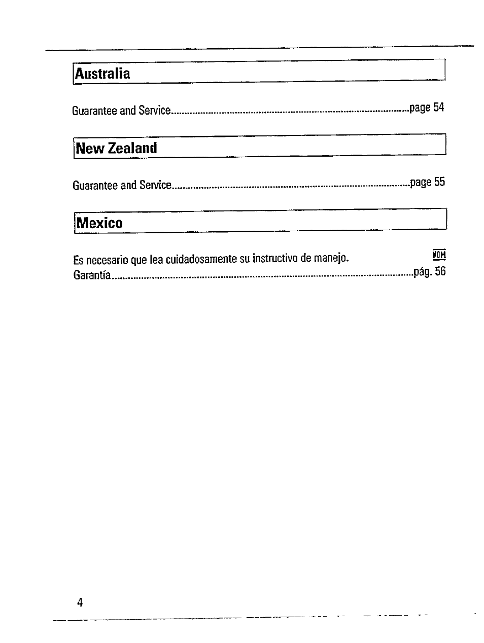 Australia, New zealand, Mexico | Philips AZ 7272/00R User Manual | Page 4 / 25