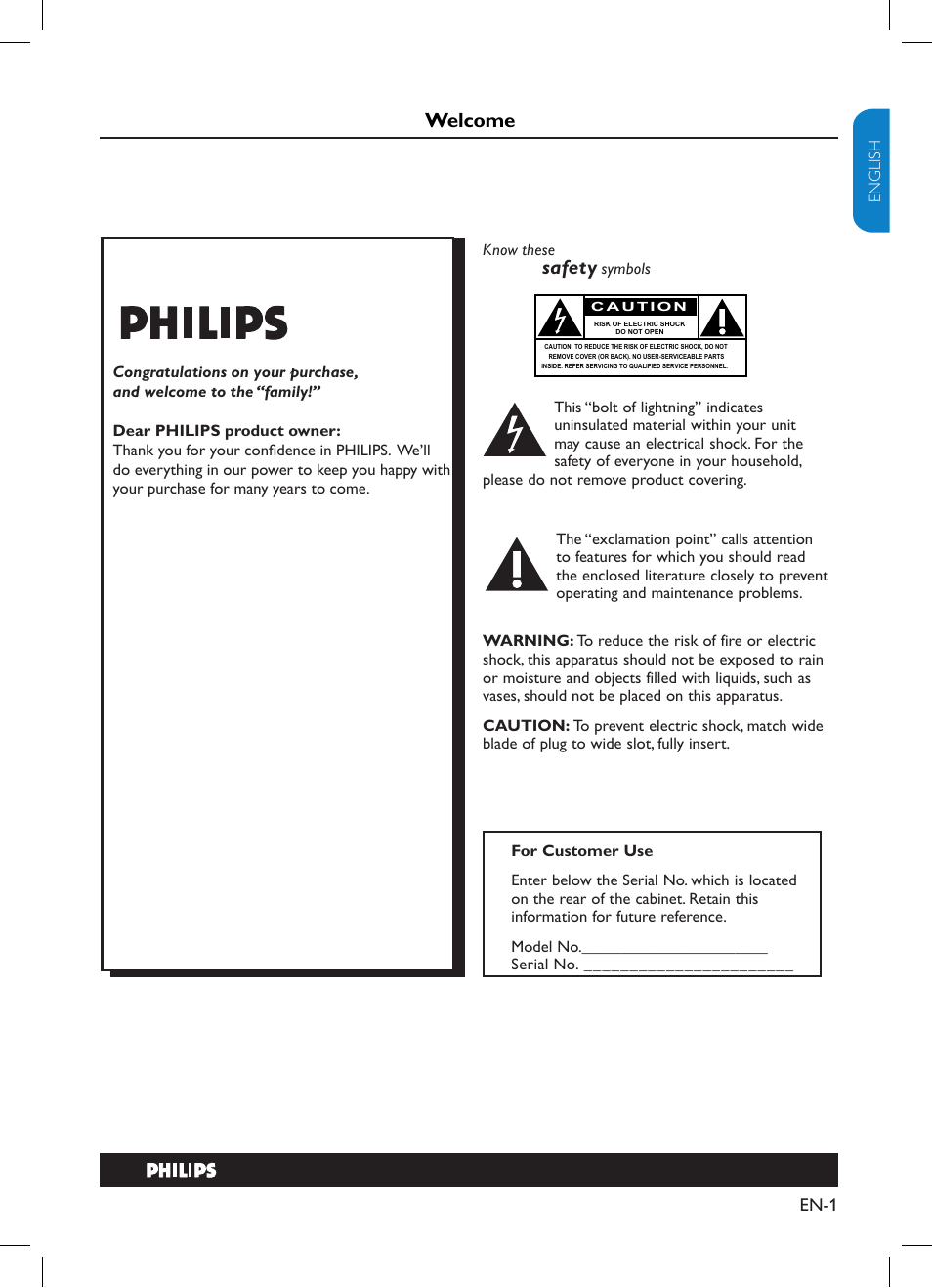 Safety, Welcome | Philips TV-SCREEN 32HFL3330 User Manual | Page 2 / 55