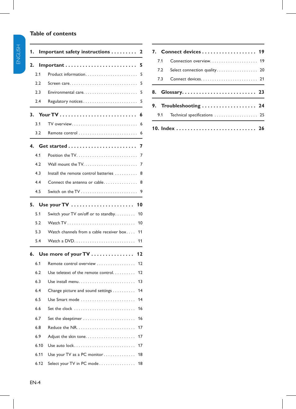 Philips TV-SCREEN 32HFL3330 User Manual | Page 5 / 55