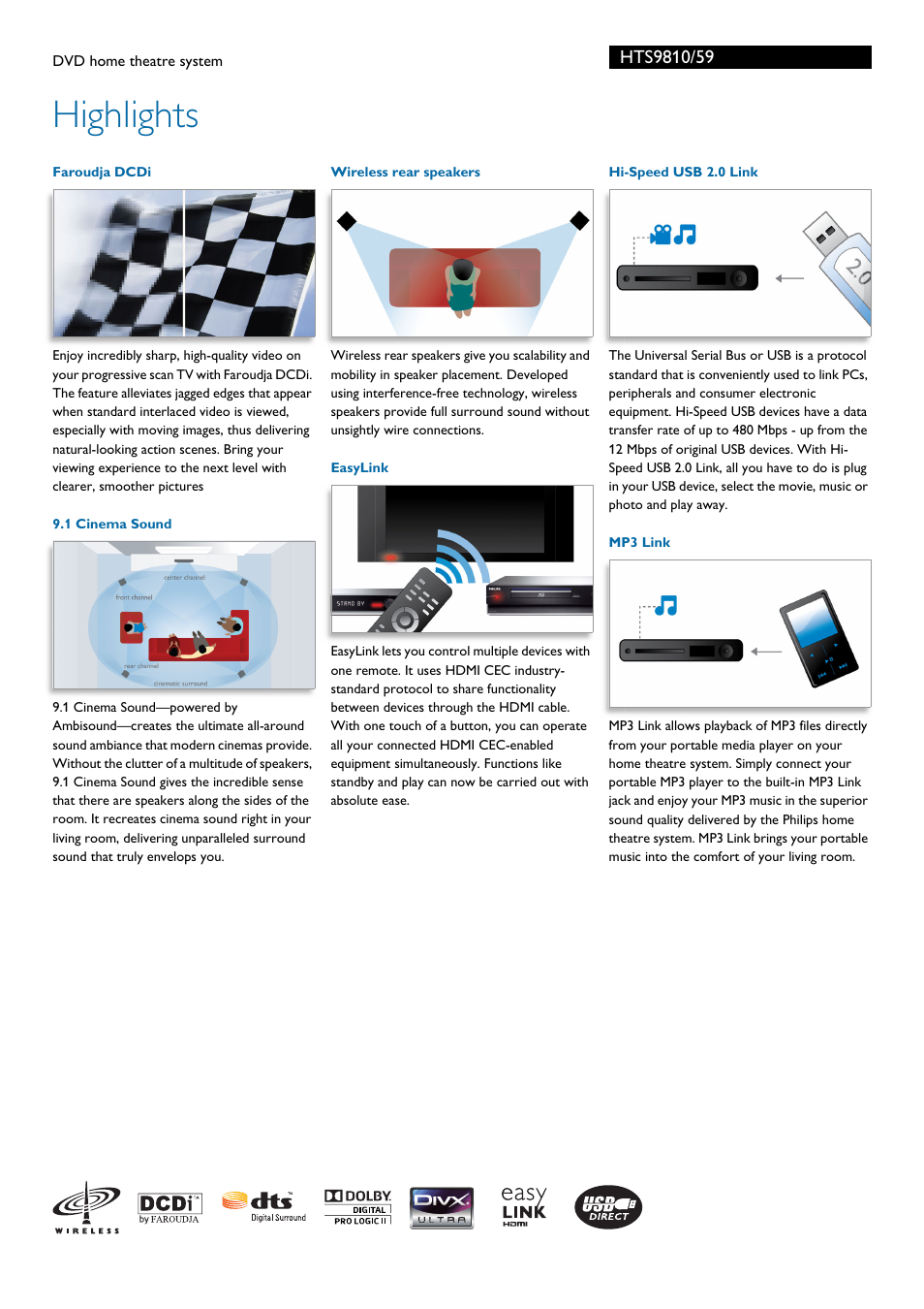 Highlights | Philips HTS9810/59 User Manual | Page 2 / 3