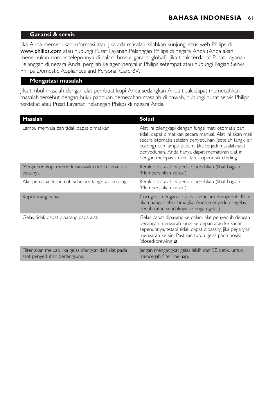 Philips HD7546 User Manual | Page 61 / 72