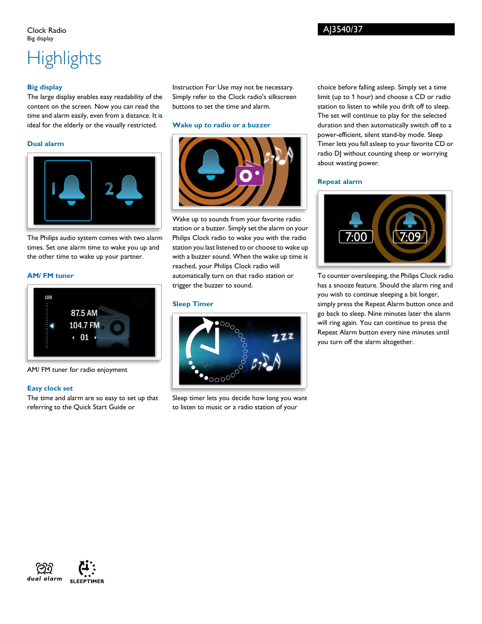 Highlights | Philips AAJ3540 User Manual | Page 2 / 3