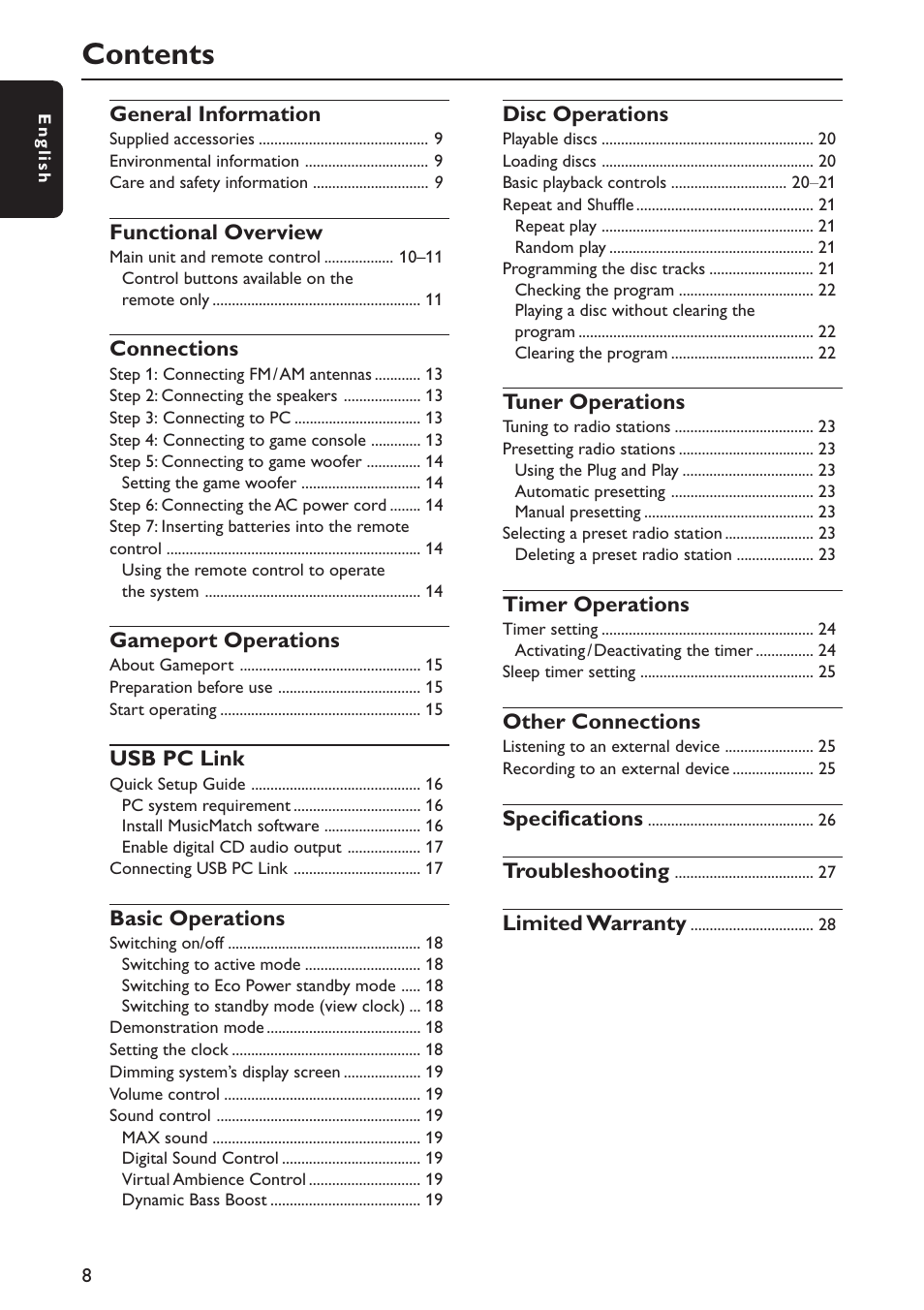 Philips FWC579 User Manual | Page 8 / 28