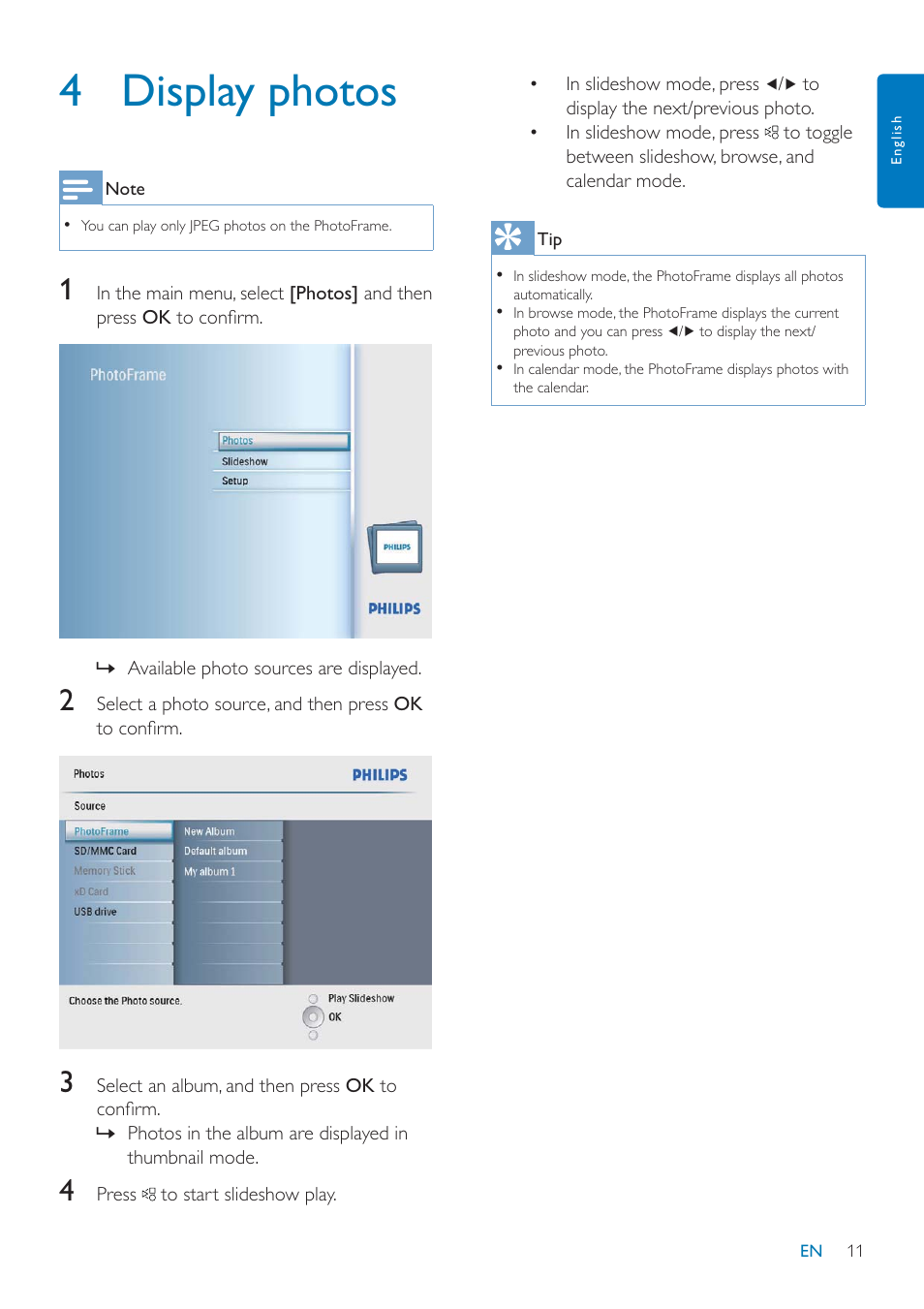 4 display photos | Philips SPF2047 User Manual | Page 12 / 37