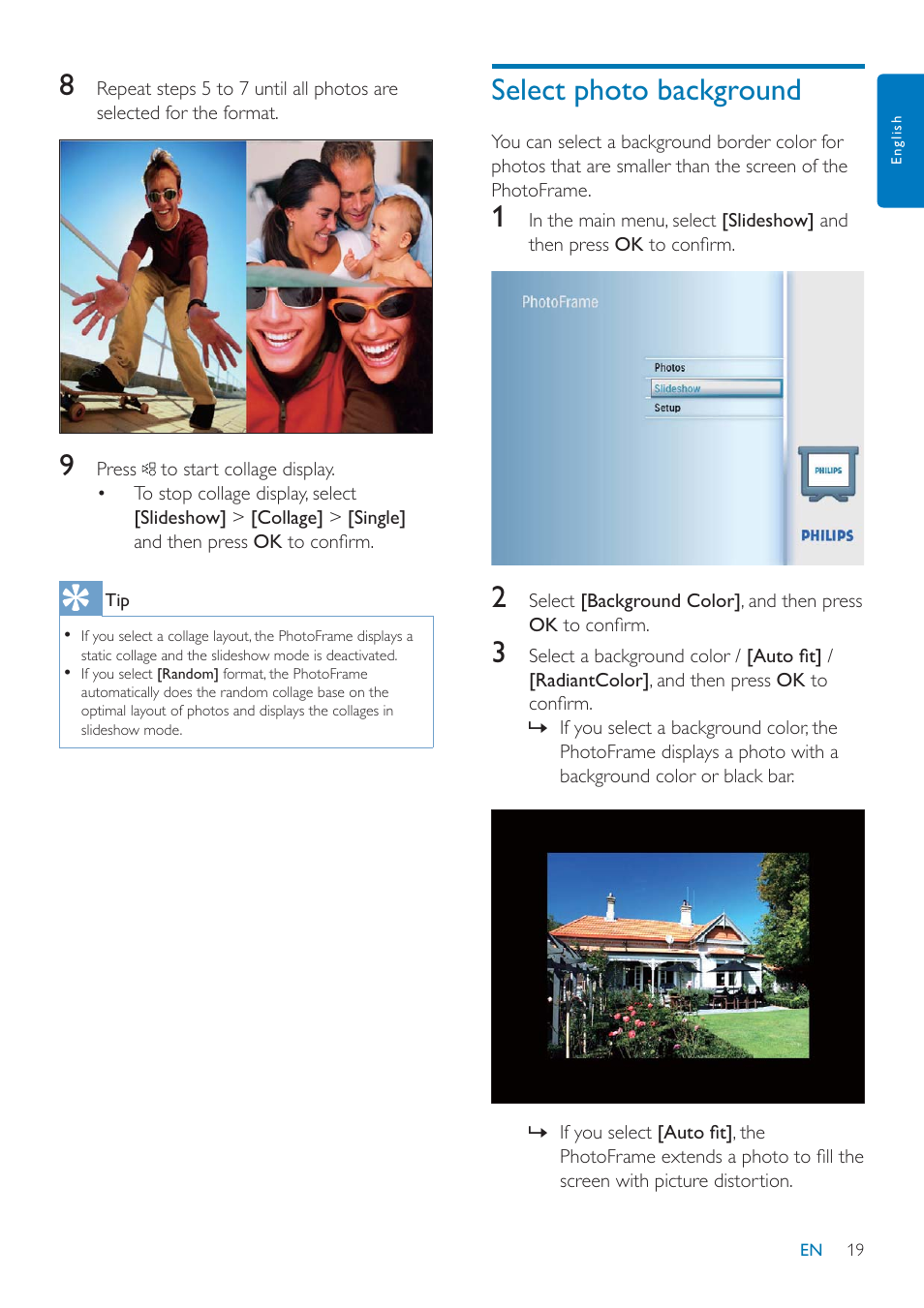 Select photo background | Philips SPF2047 User Manual | Page 20 / 37
