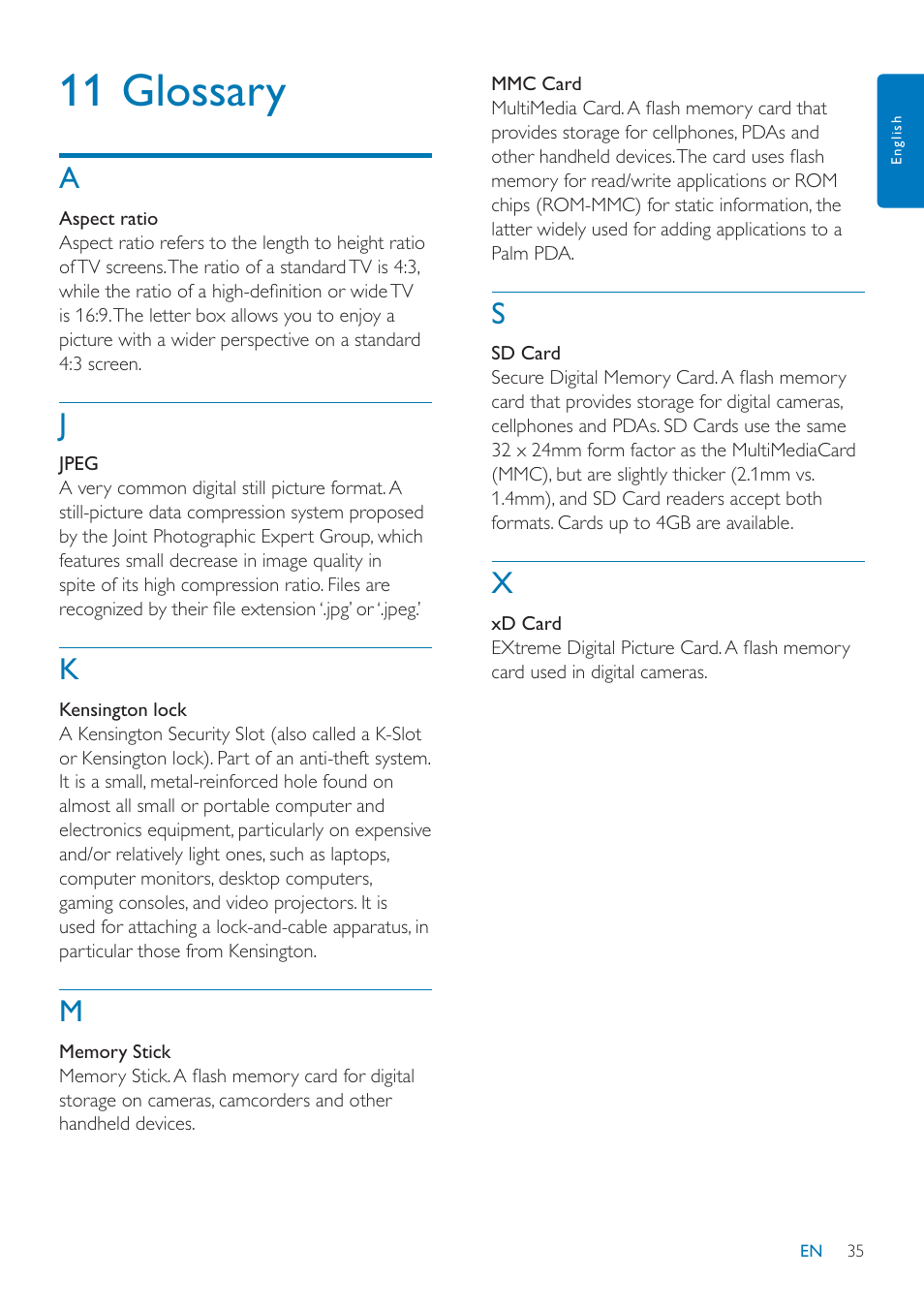 11 glossary | Philips SPF2047 User Manual | Page 36 / 37