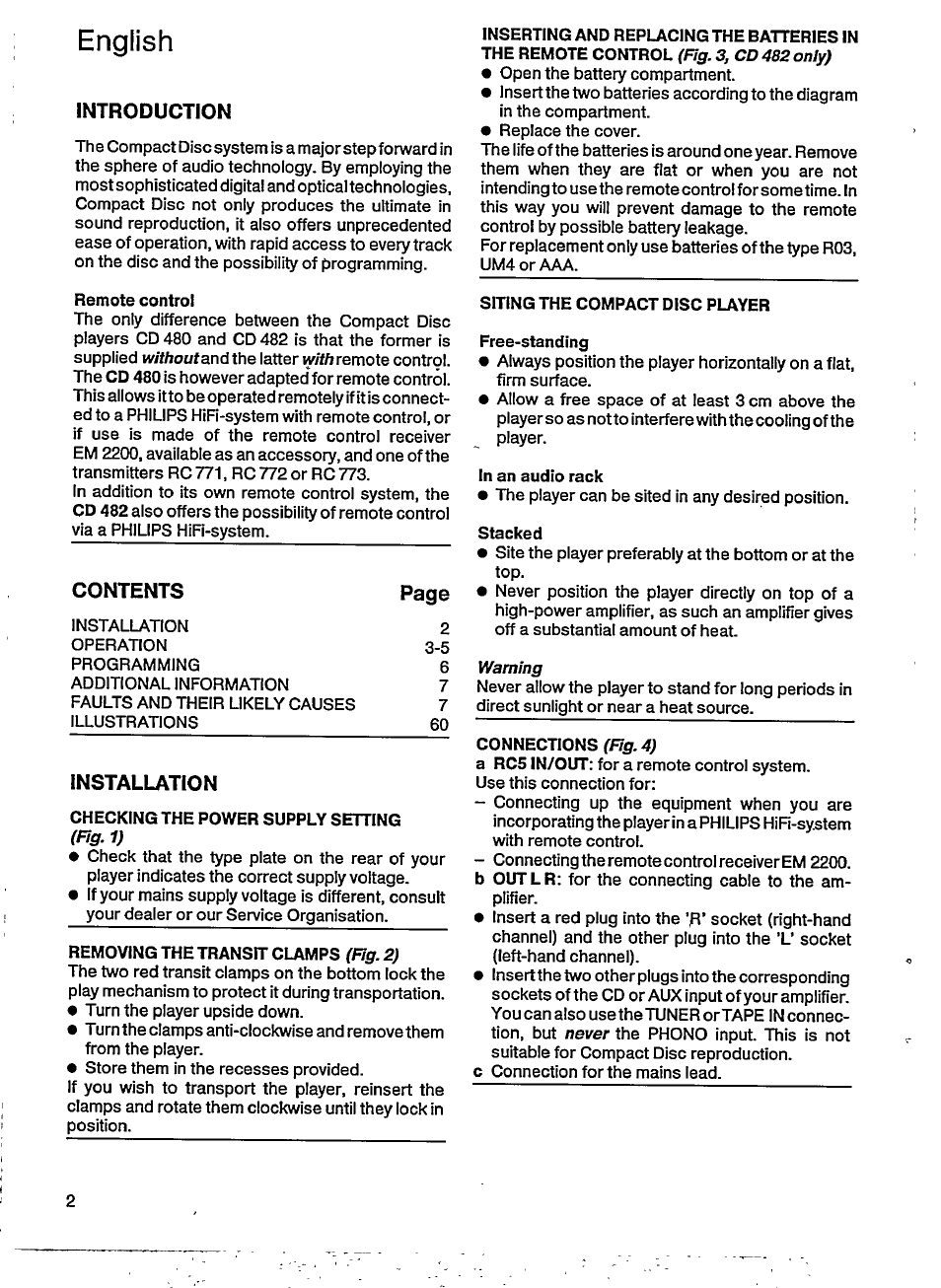 English | Philips CD 48 User Manual | Page 2 / 10