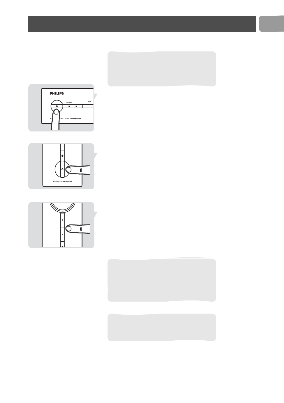 Operation, 1 switch on the transmitter, 2 switch on the vcr or dvd recorder | 4 go to tv3, 5 switch on tv3, 6 switch on the receiver (a), Watch a cable tv program on tv3 | Philips SLV5405 User Manual | Page 7 / 13