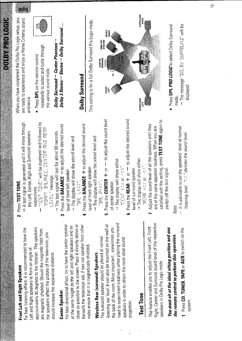 Dolby pro logic | Philips FW 795W/37 User Manual | Page 15 / 88