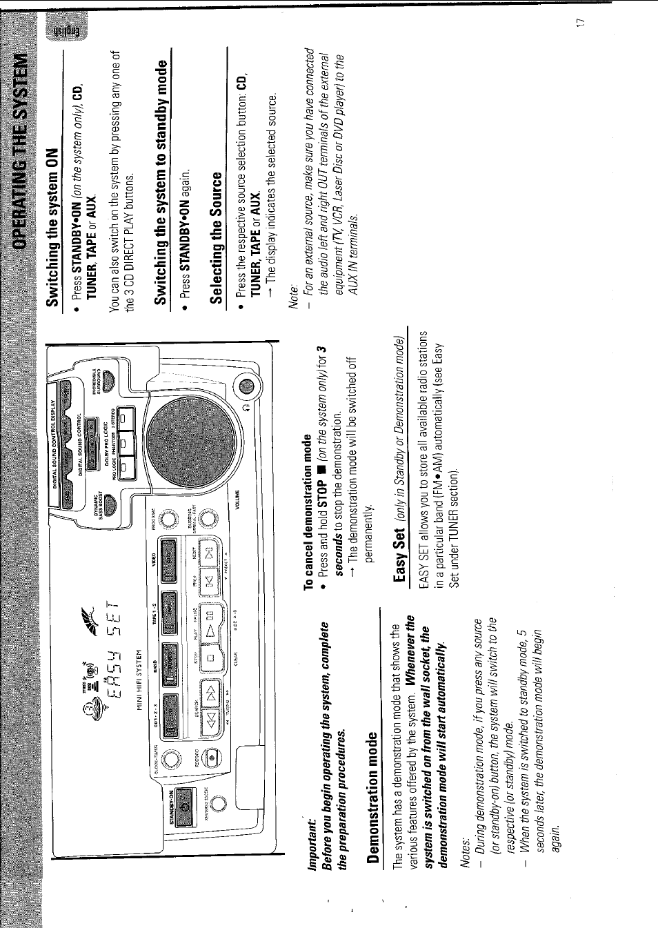 Operating the system | Philips FW 795W/37 User Manual | Page 17 / 88