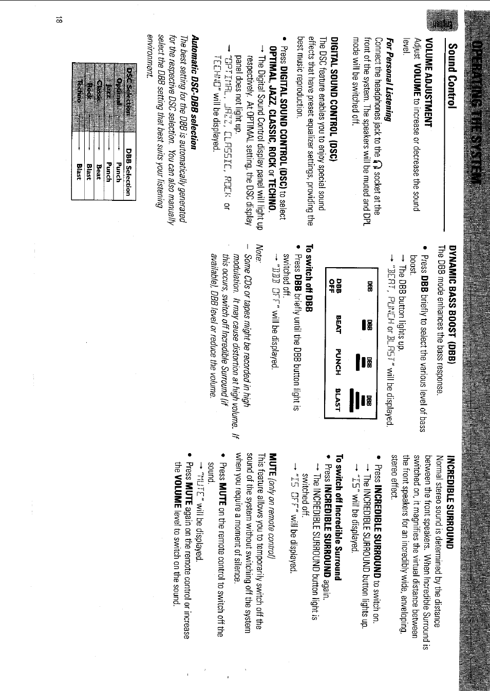 Operating the system, Sound control | Philips FW 795W/37 User Manual | Page 18 / 88