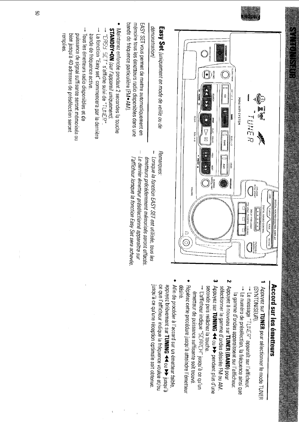 Syntowseur, Accord sur les émetteurs, Syntoniseur -51 | Philips FW 795W/37 User Manual | Page 50 / 88