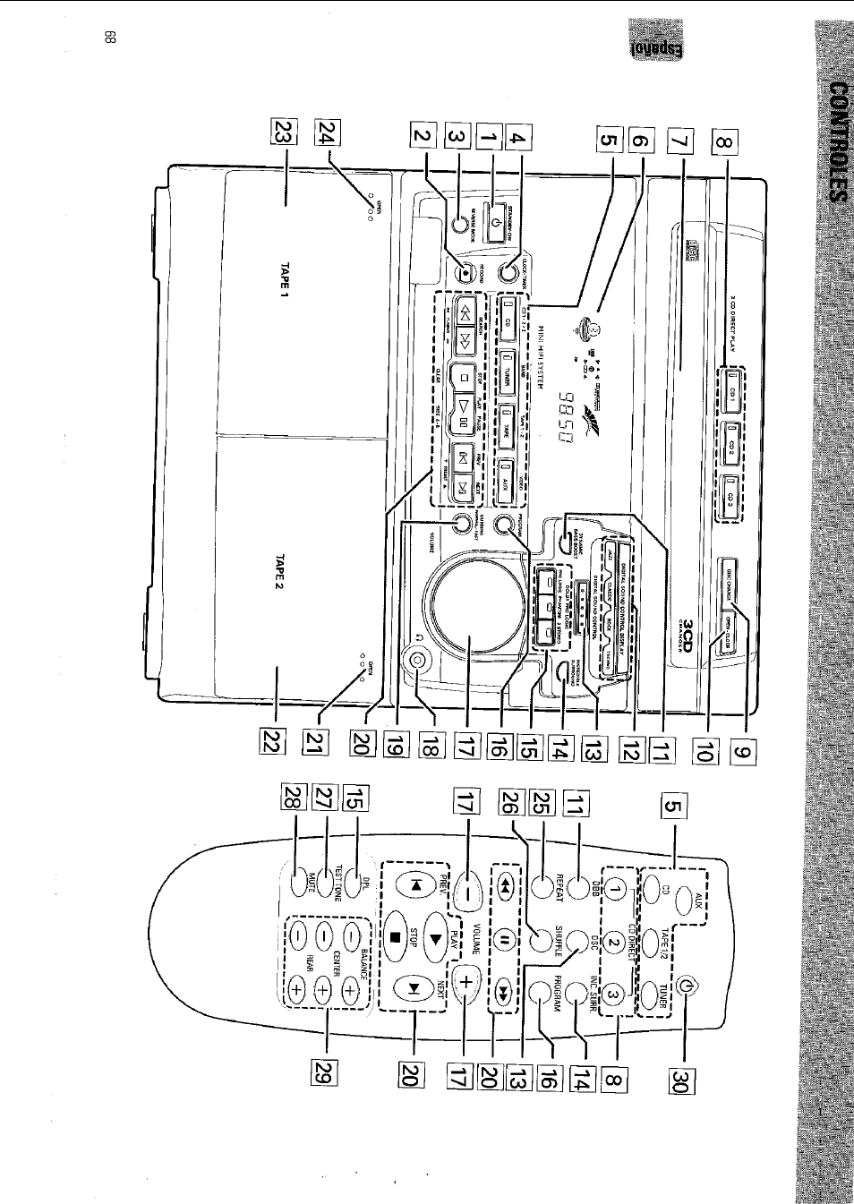 Controles | Philips FW 795W/37 User Manual | Page 68 / 88