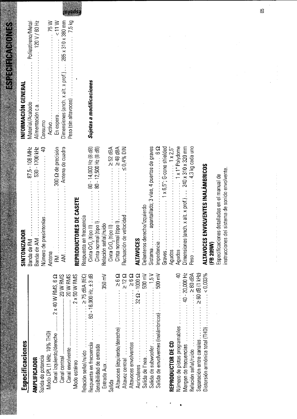 Philips FW 795W/37 User Manual | Page 85 / 88