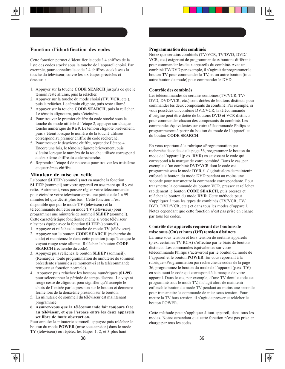 Configuration (suite) | Philips MG5005 User Manual | Page 41 / 43