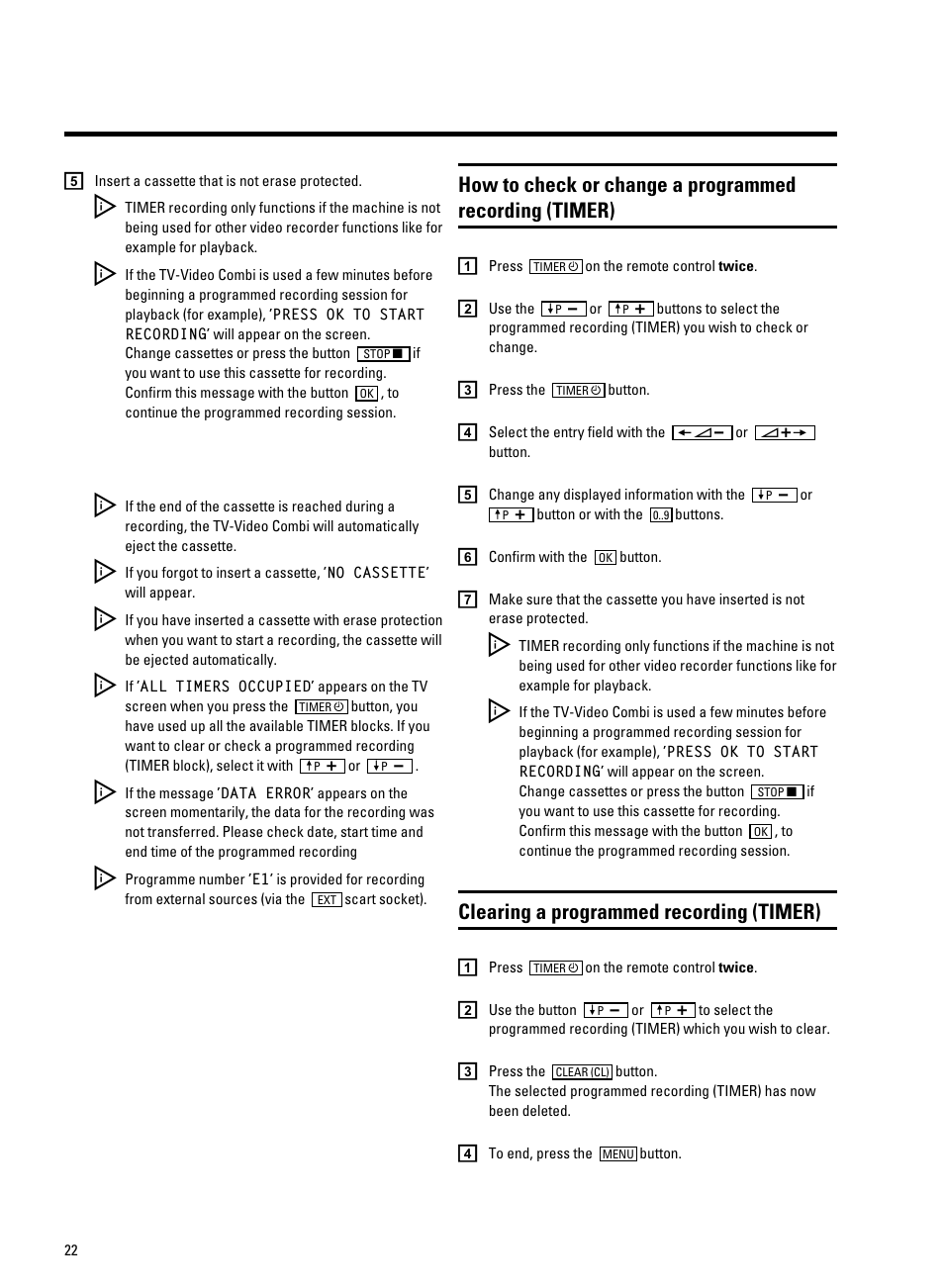 Clearing a programmed recording (timer) | Philips 20PV230/07 User Manual | Page 26 / 32