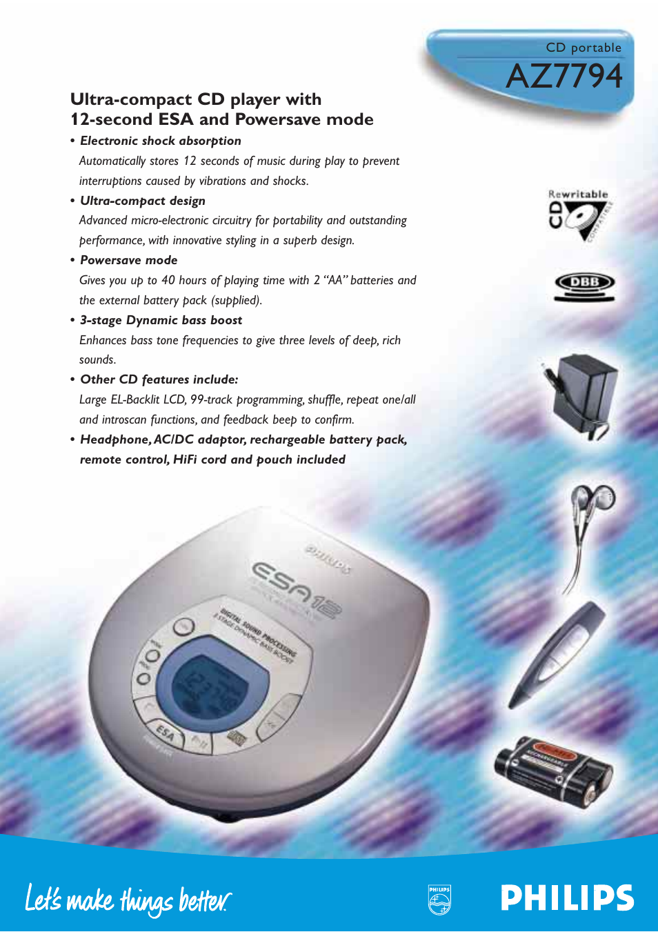 Philips AZ7794 User Manual | 2 pages