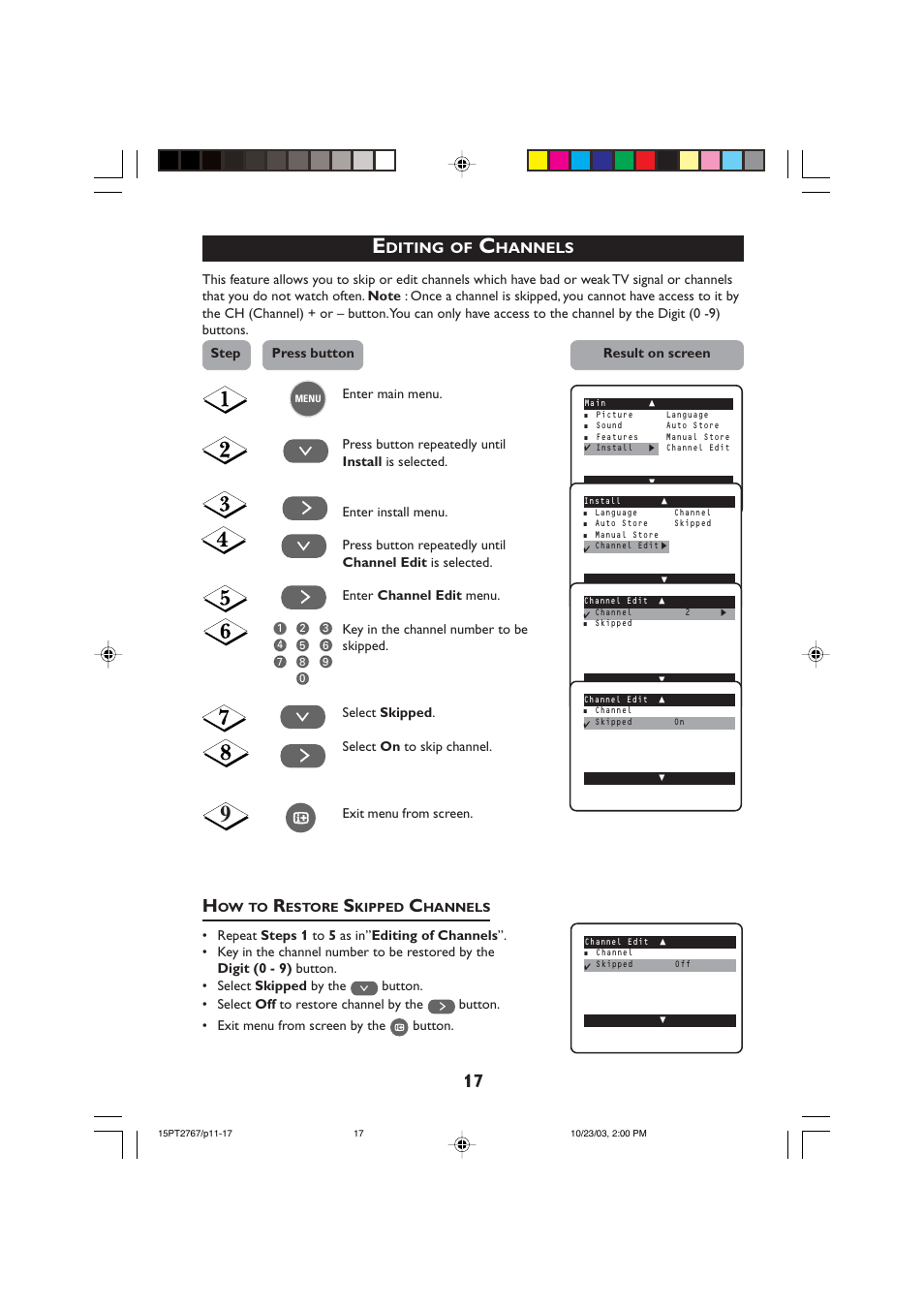 Philips 15PT2767 User Manual | Page 17 / 27