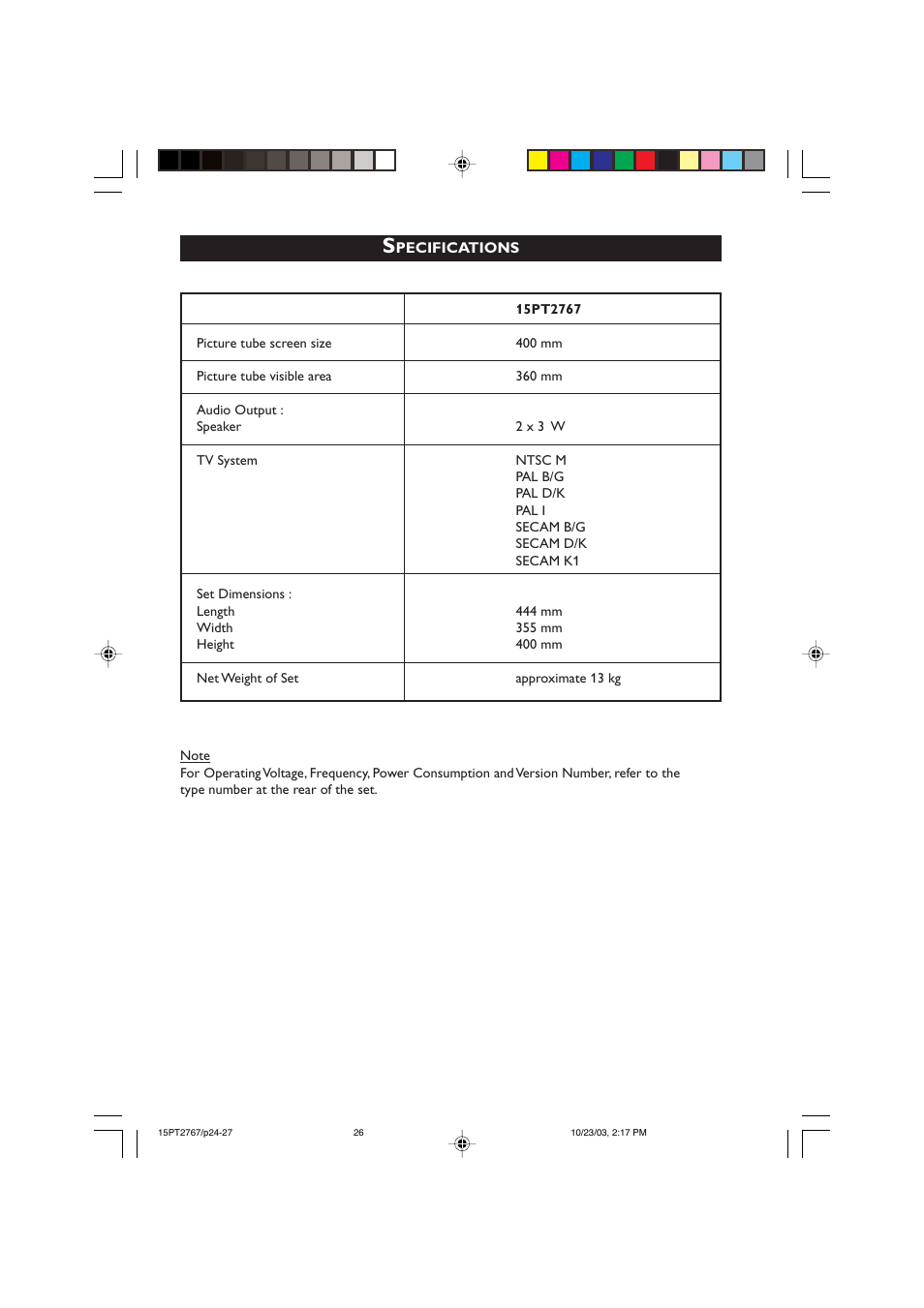 Philips 15PT2767 User Manual | Page 26 / 27