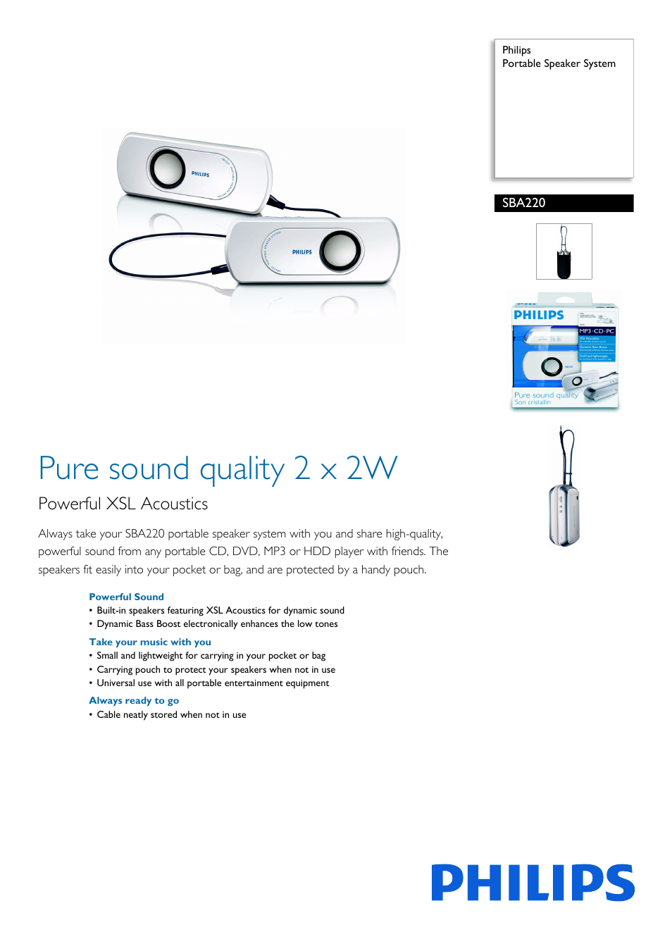 Philips SBA220/37 User Manual | 2 pages