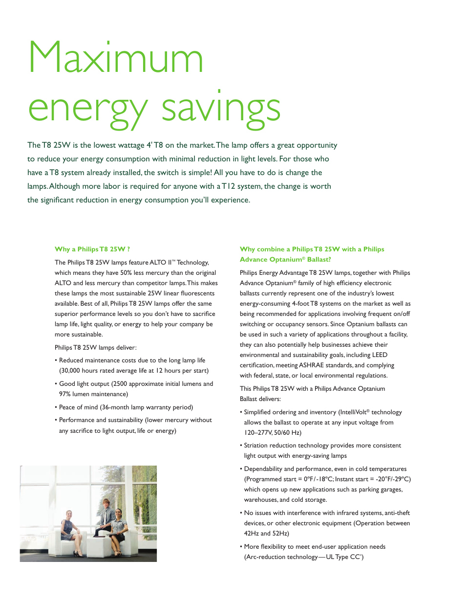 Maximum energy savings | Philips Energy Advantage P-5671-B User Manual | Page 2 / 6