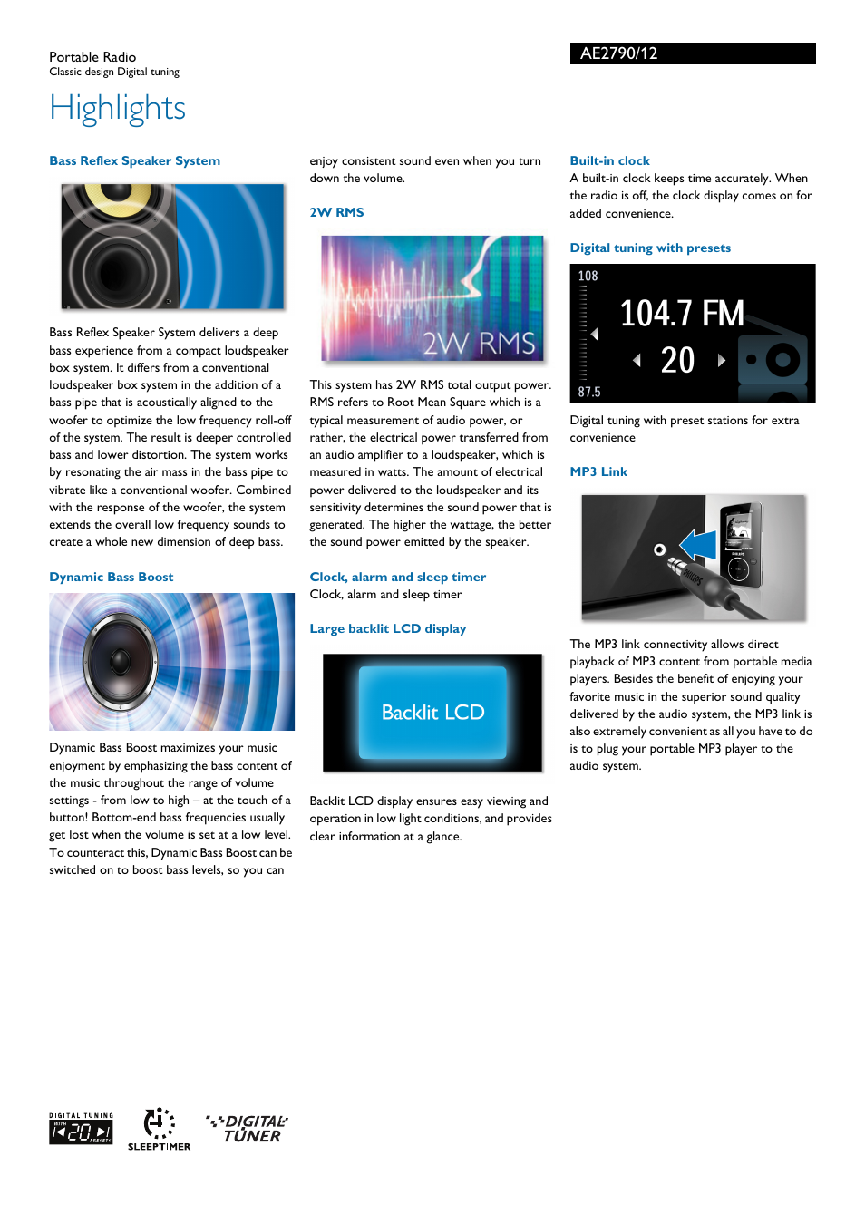 Highlights | Philips AE2790/12 User Manual | Page 2 / 3