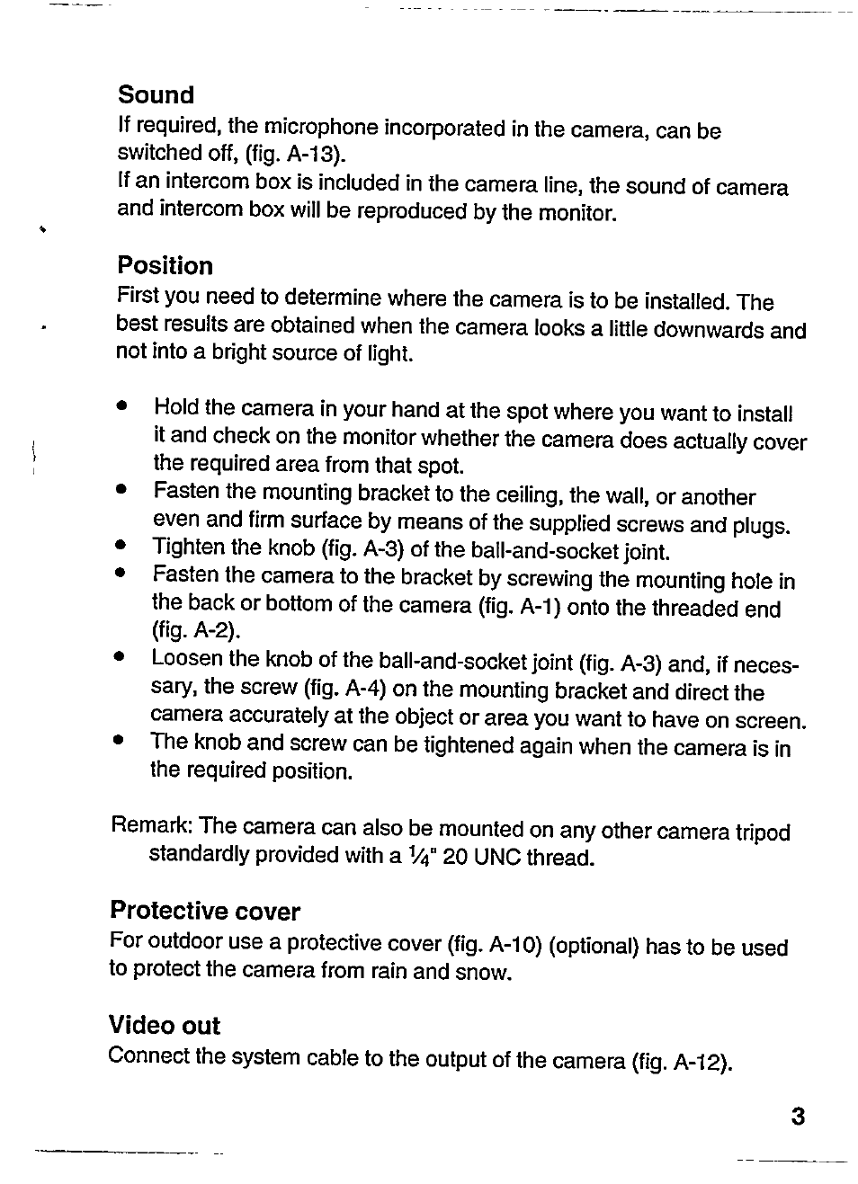 Sound, Position, Protective cover | Video out | Philips VCM1976 User Manual | Page 7 / 19