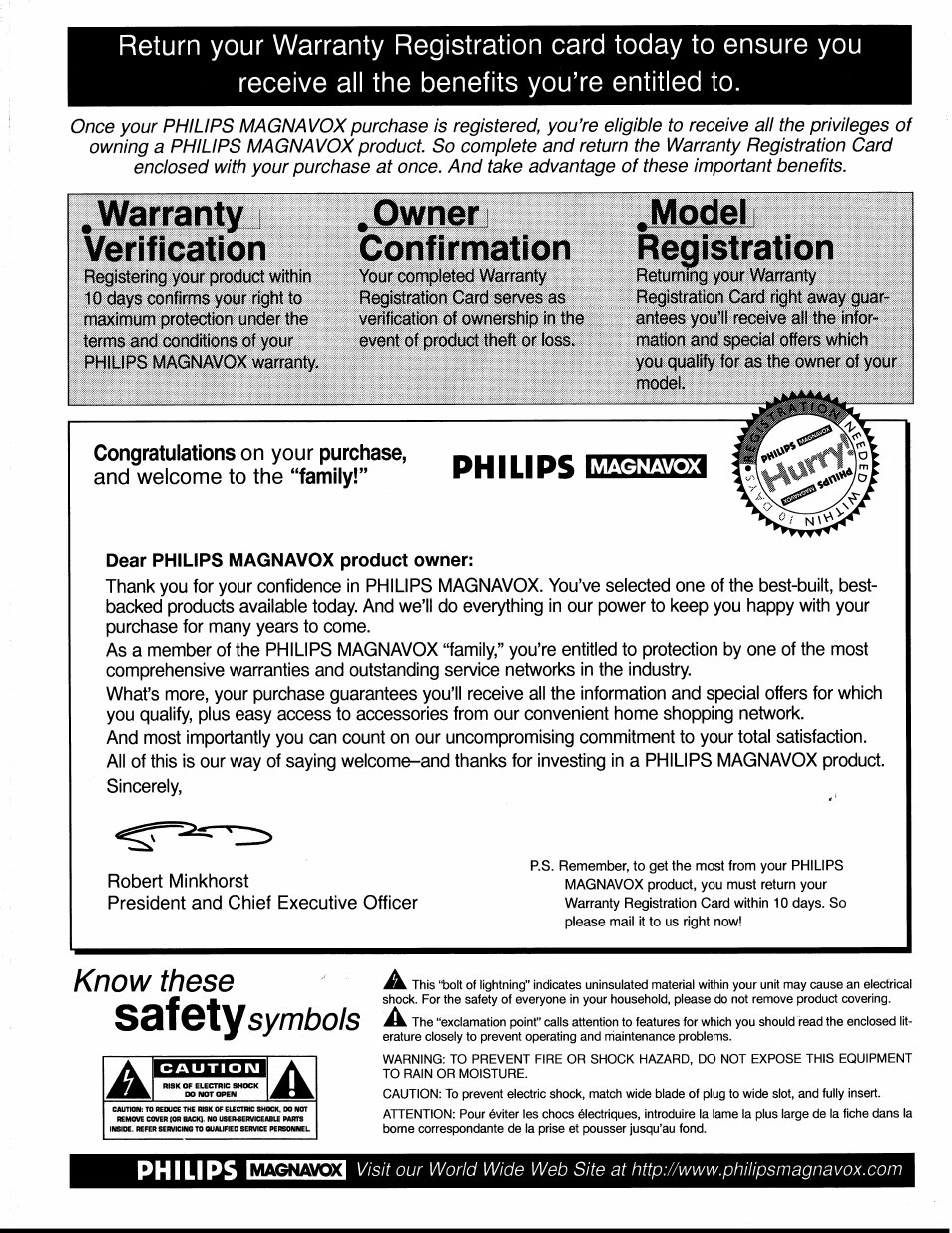 Sdf 6ty, Warranty verification, Owner i confirmation | Model i registration, Philips, Know these, Symbols, Purchase, Family | Philips XS2757CI User Manual | Page 2 / 36