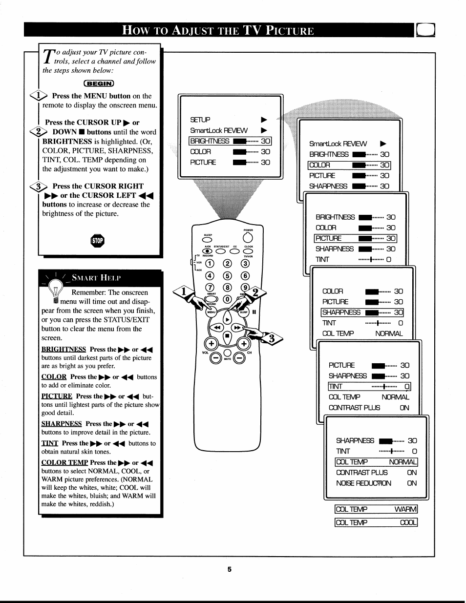 Djust, Icture | Philips XS2757CI User Manual | Page 5 / 36