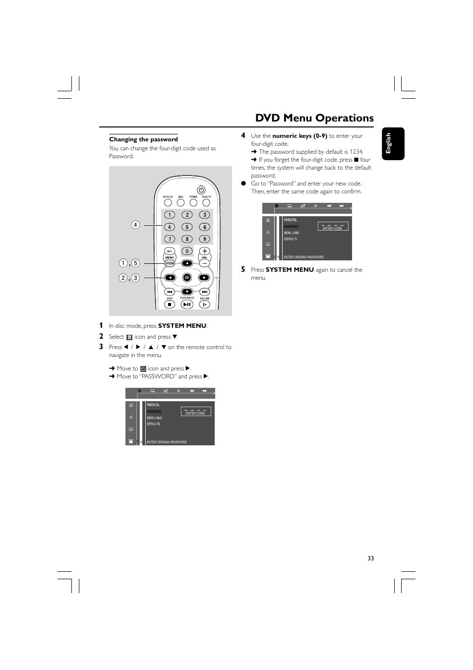 Dvd menu operations | Philips FW-D750 User Manual | Page 33 / 48