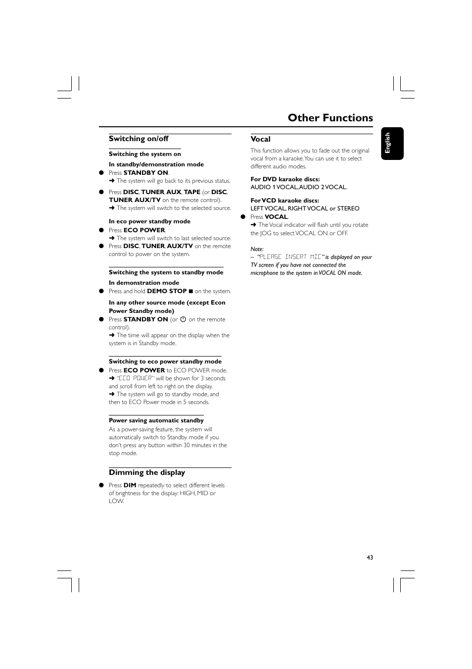 Other functions | Philips FW-D750 User Manual | Page 43 / 48