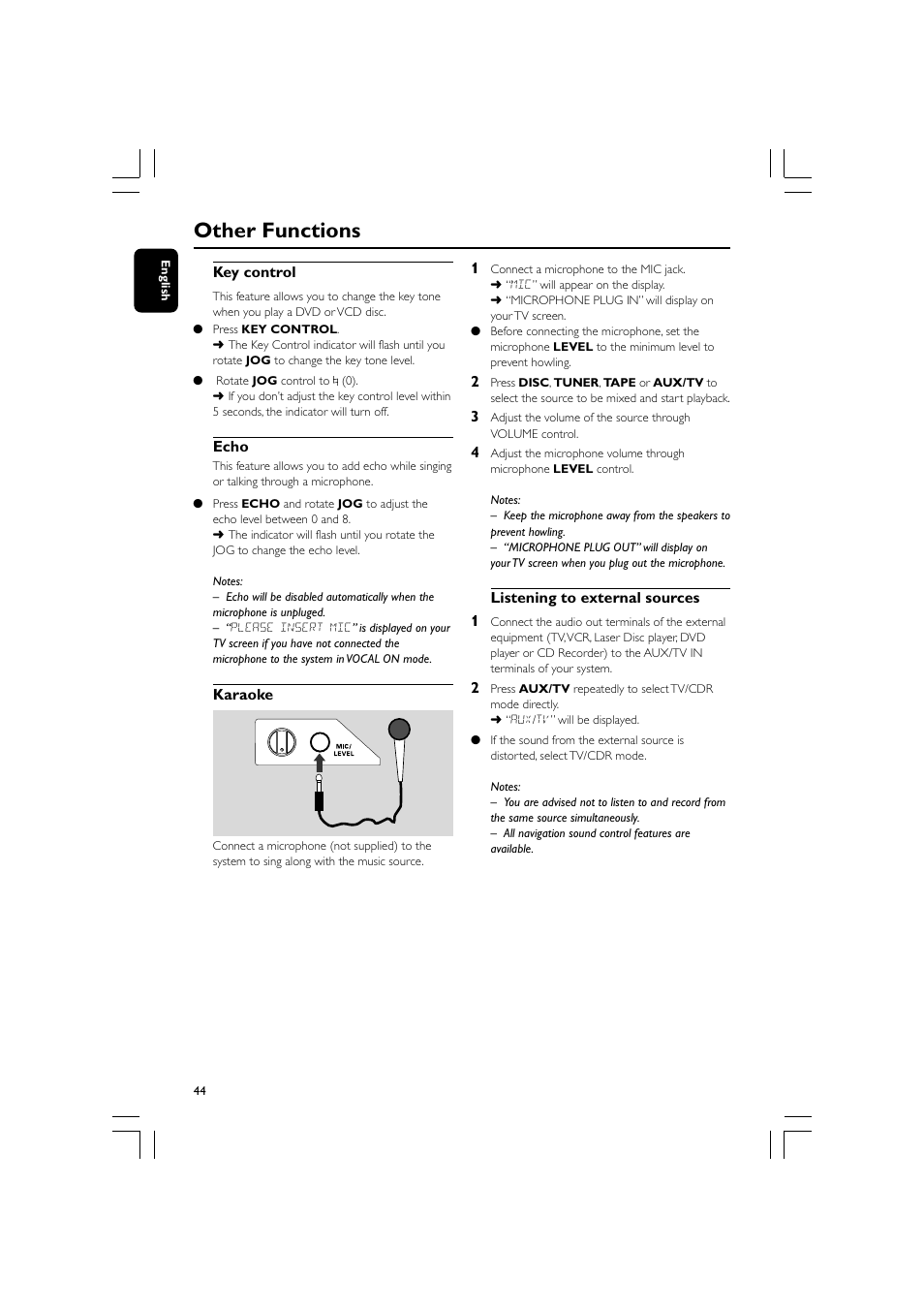 Other functions | Philips FW-D750 User Manual | Page 44 / 48